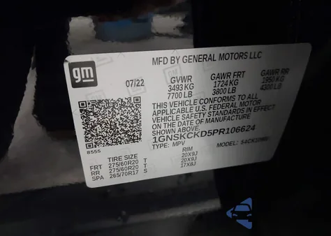 2023 Chevrolet Suburban 4Wd Lt из США, поврежденный, VIN 1GNSKCKD5PR106624